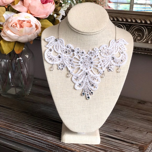 Swarovski Jewelry - Swarovski Crystals and Lace Bridal Collar Necklace